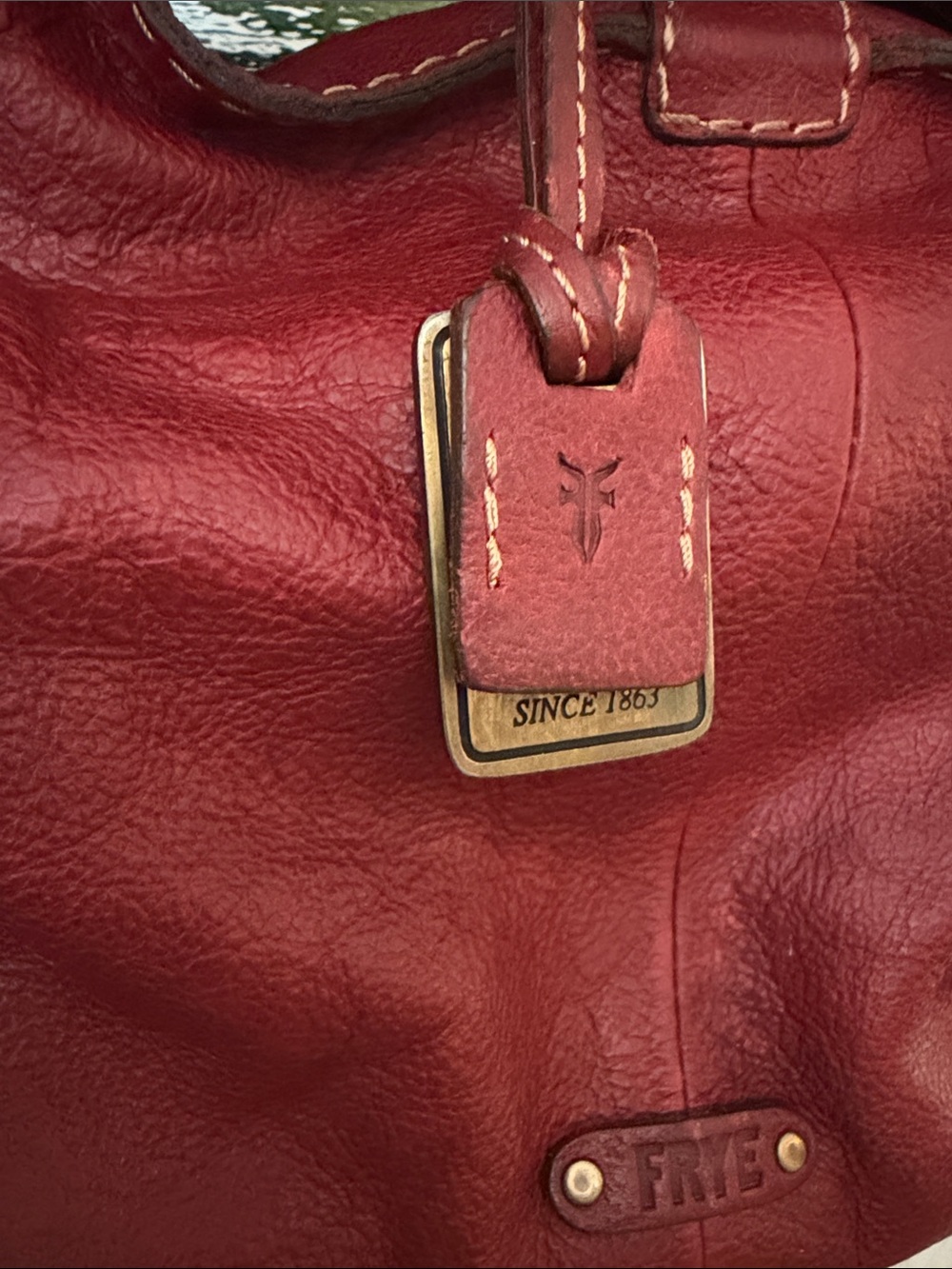 Frye Oxblood Red Leather artisan hobo Shoulder Bag EUC - Picture 8 of 16